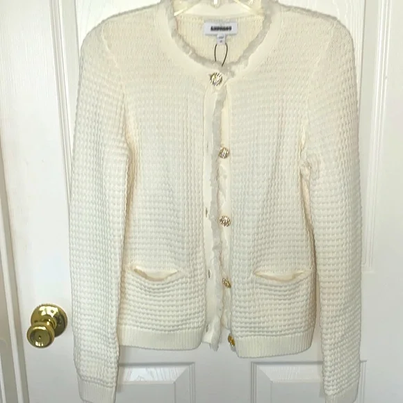 “Express” ivory, textured, embellished button sweater/blazer; size XS; NWOT - Picture 4 of 13